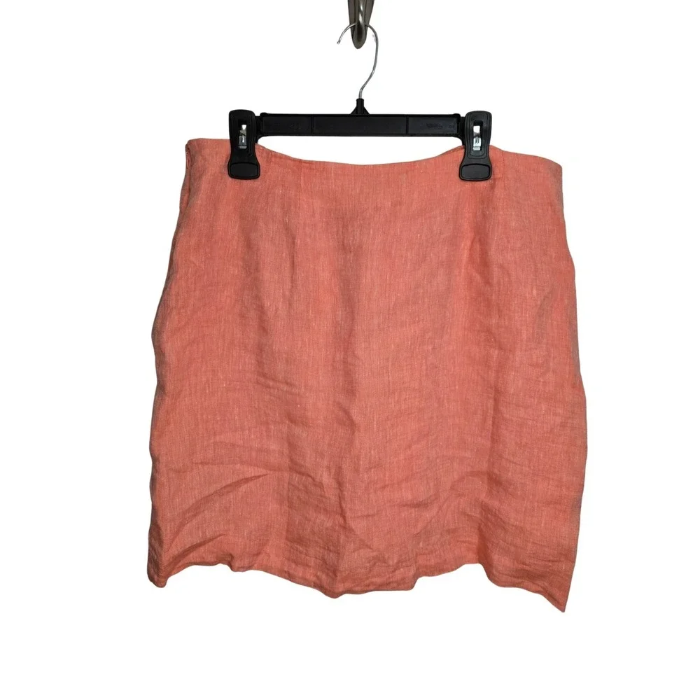 Talbots Scallop Wrap Linen Skirt Coral Size 14 NWT $109